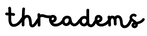 The word 'threadems' written in a black cursive script font against a solid white background.