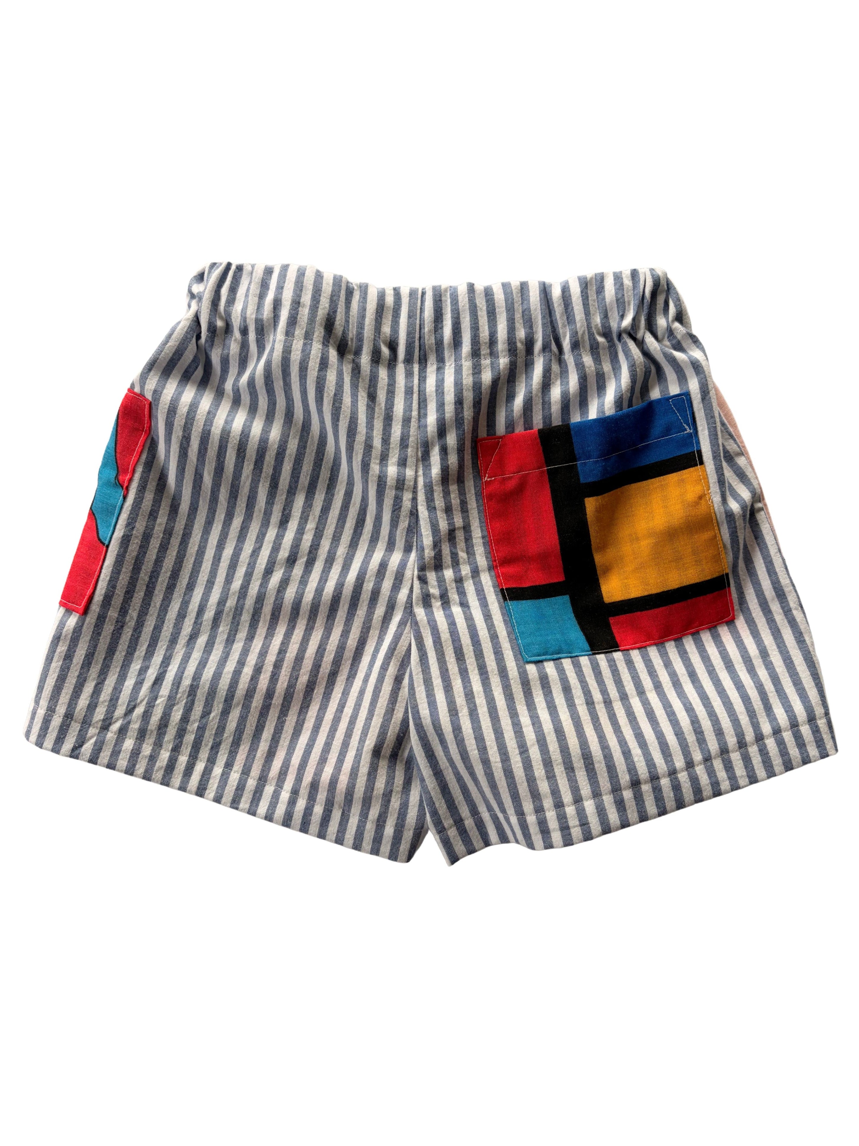 mickey mouse and donald shorts handmade from a vintage disney duvet and 100% cotton ikea duvet with blue stripes